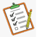 Check-75 a clipboard with a pencil and checklist